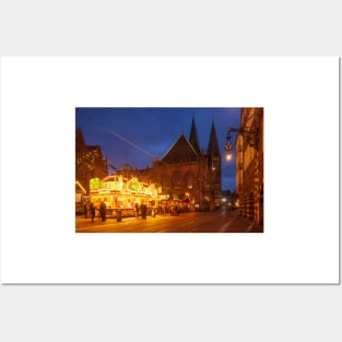 Christmas market, Bremen, winter, dusk Posters and Art